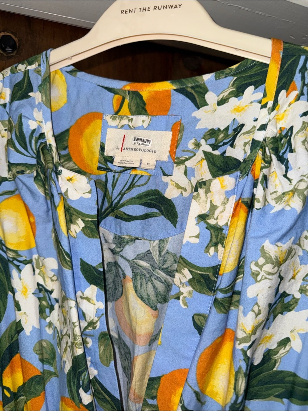 Anthropologie Somerset Iris Blue Lemon Floral Tiered Maxi Dress M - Picture 3 of 9